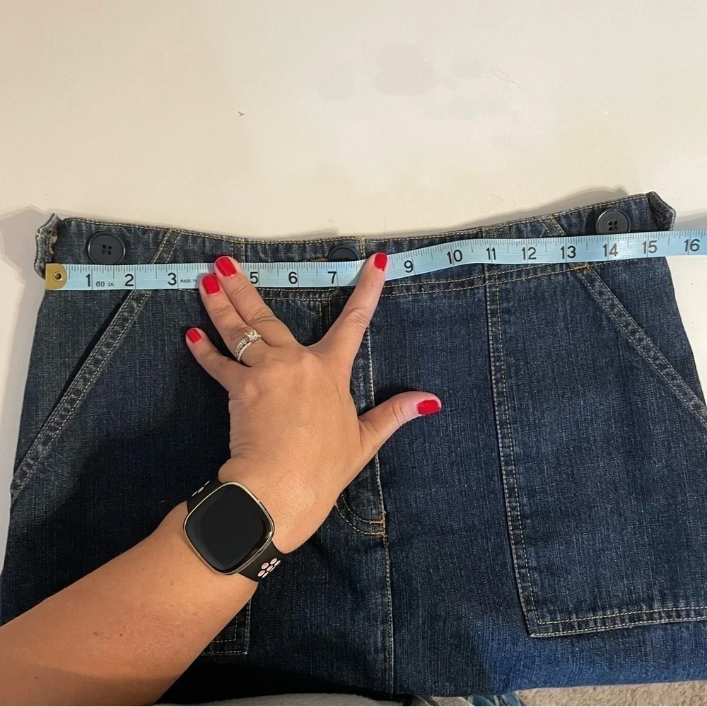 Jones New York A Line Midi Dark Blue Jean Denim Knee Skirt Size 4